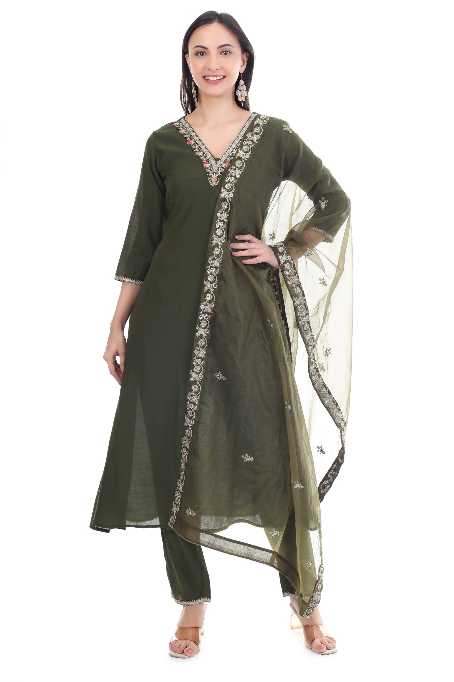 Premium Olive Green Ethnic Suit Set
