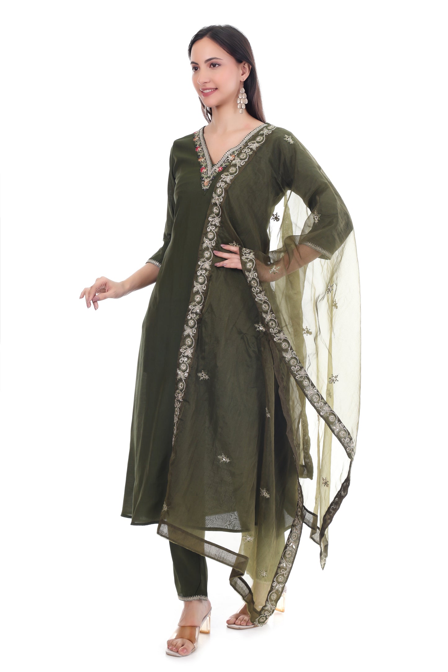 Premium Olive Green Ethnic Suit Set