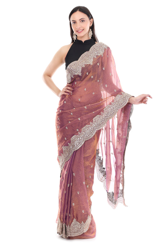 Pure Jimmy Choo Saree with Hand Embroidered Border
