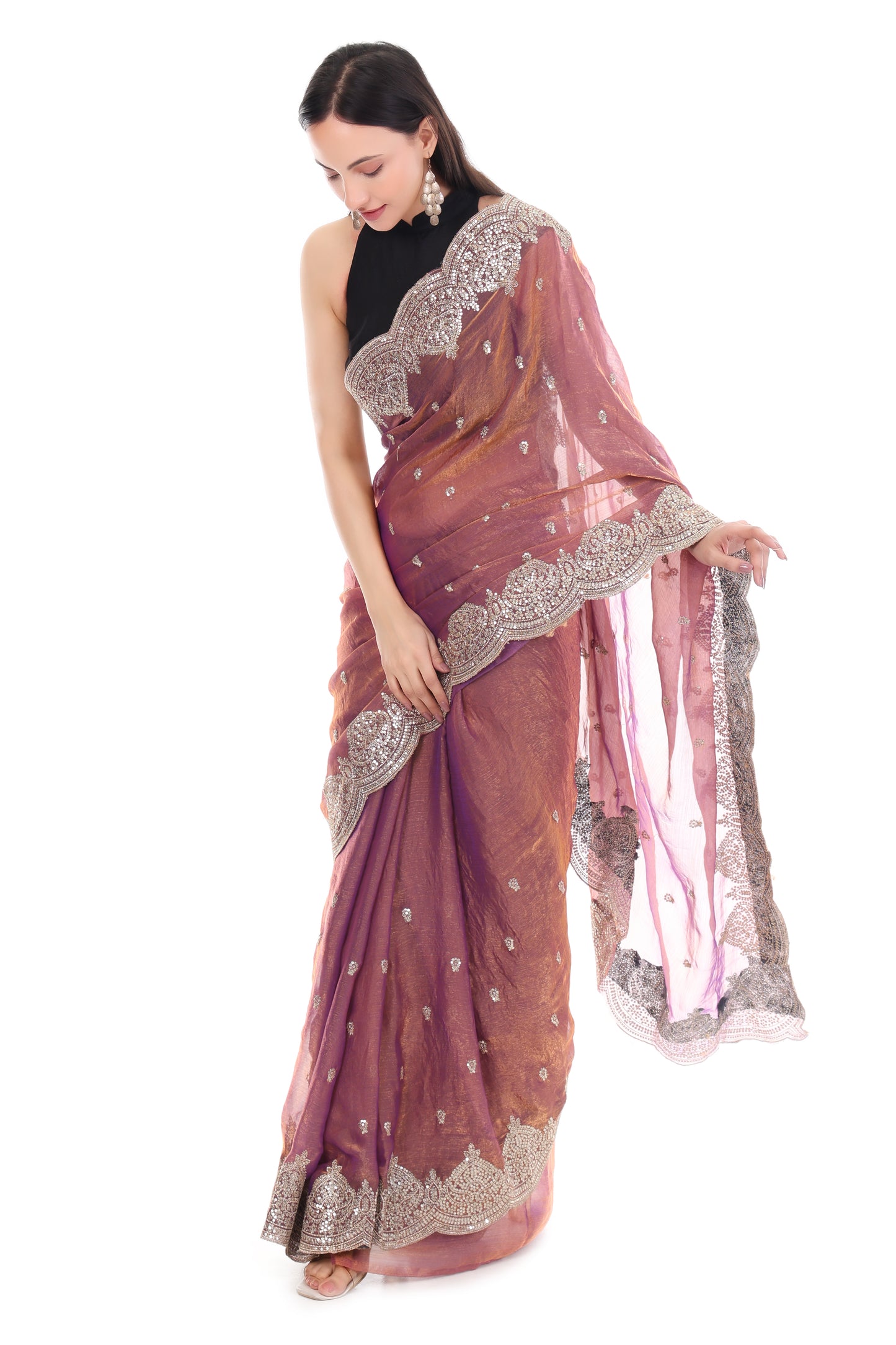 Pure Jimmy Choo Saree with Hand Embroidered Border