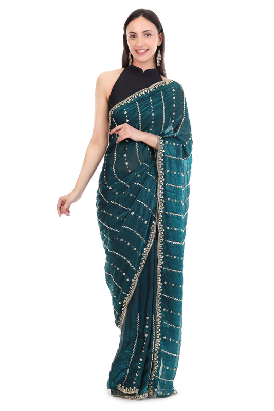 Satin Silk Saree with Cutwork Border