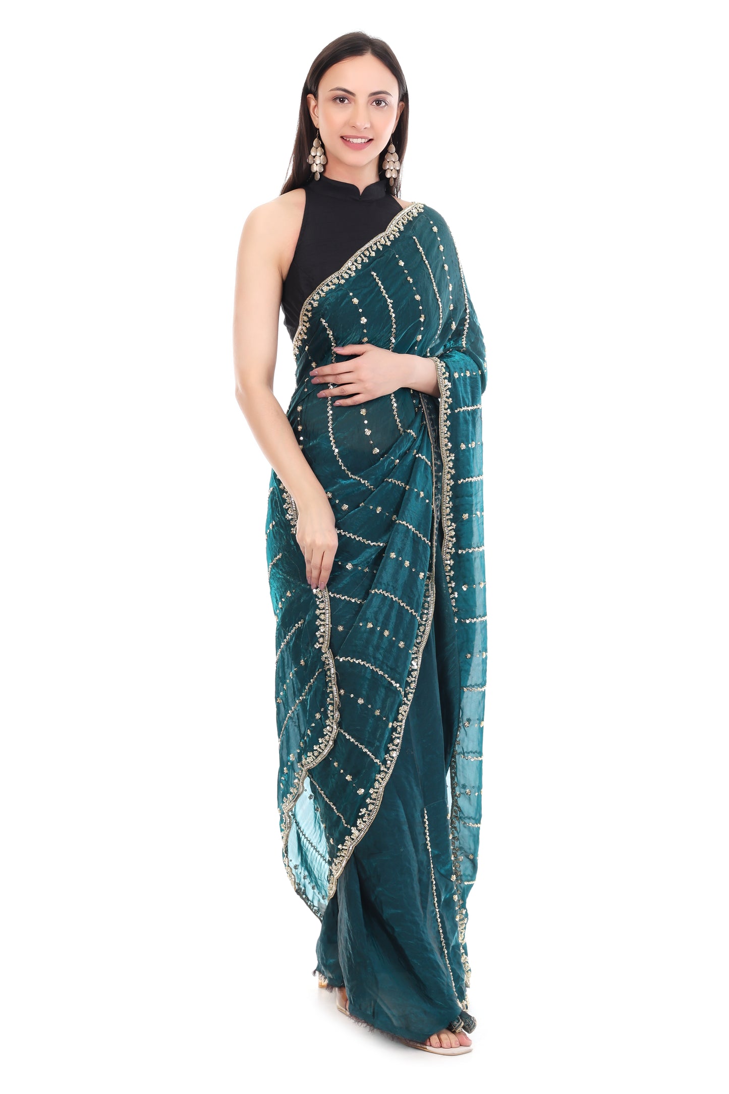 Satin Silk Saree with Cutwork Border