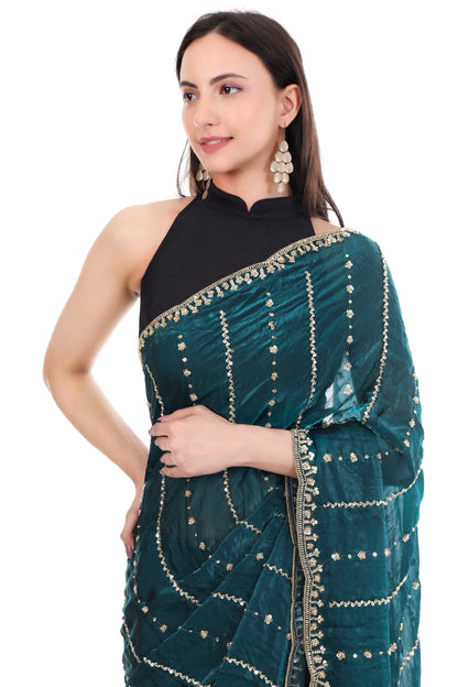 Satin Silk Saree with Cutwork Border