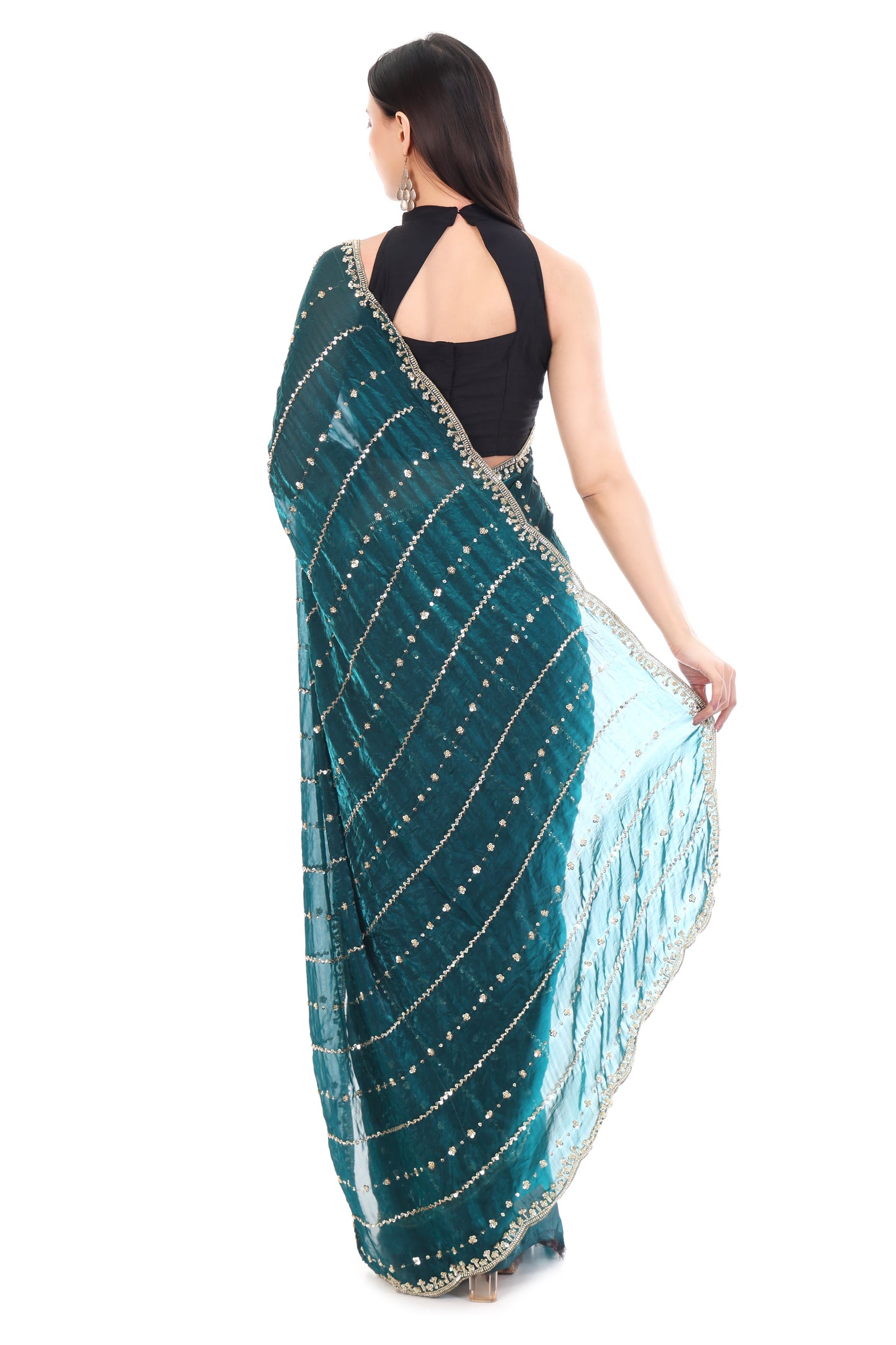 Satin Silk Saree with Cutwork Border