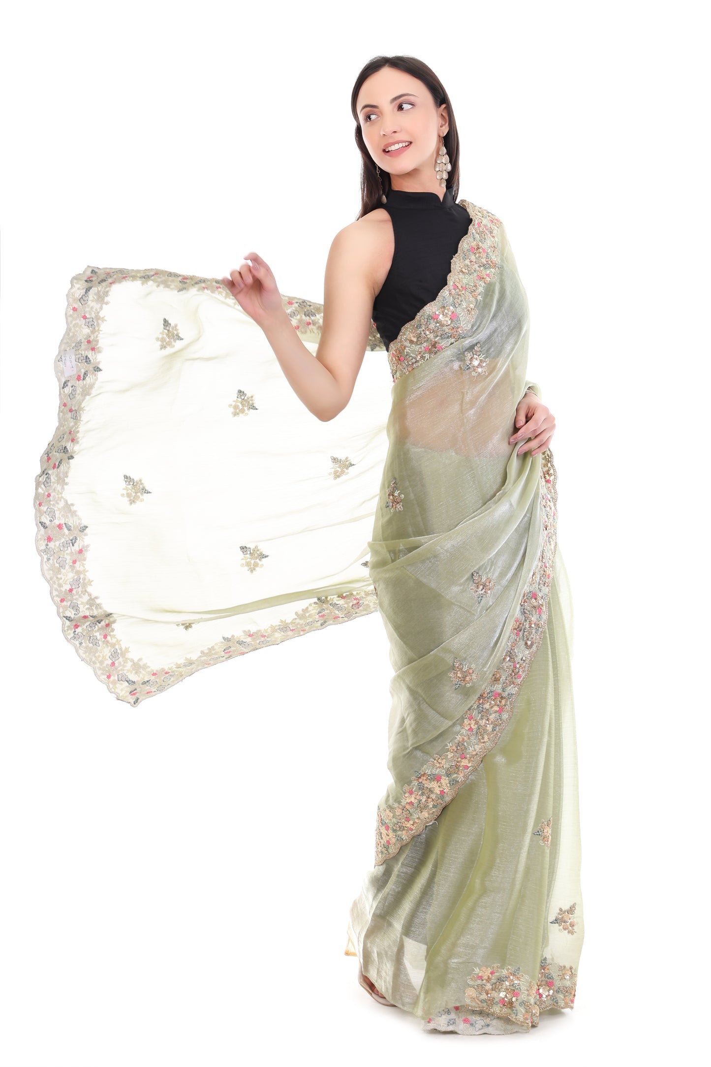 Pure Soft Jimmy Choo Silk Saree with Sequence Work & Aarco Border