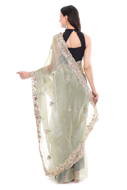 Pure Soft Jimmy Choo Silk Saree with Sequence Work & Aarco Border