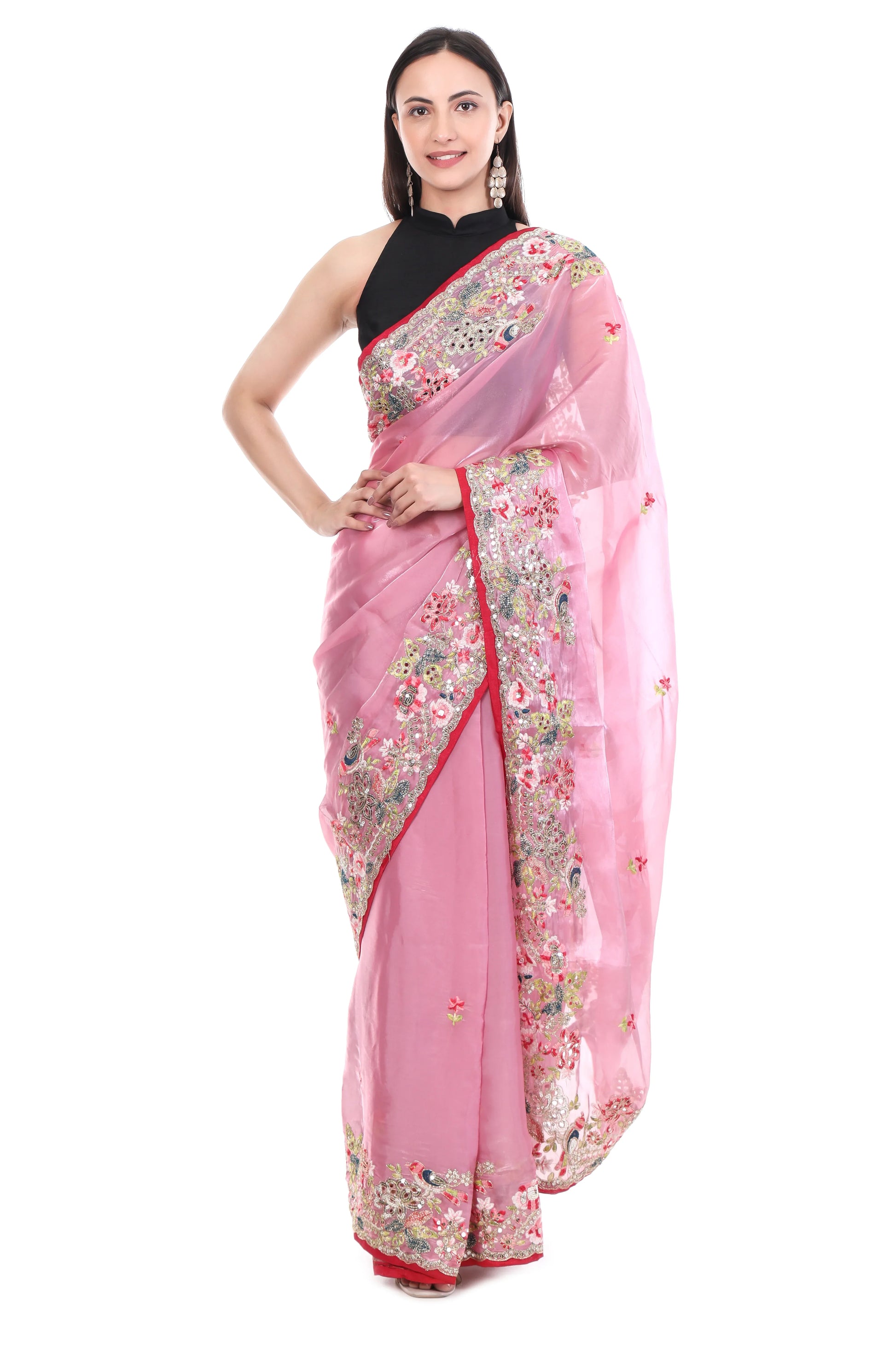 Banarashe Premium Zimmy Choo Soft Silk Designer Saree Pink - Baranashe - Banarashe Premium Zimmy Choo Soft Silk Designer Saree Pink
