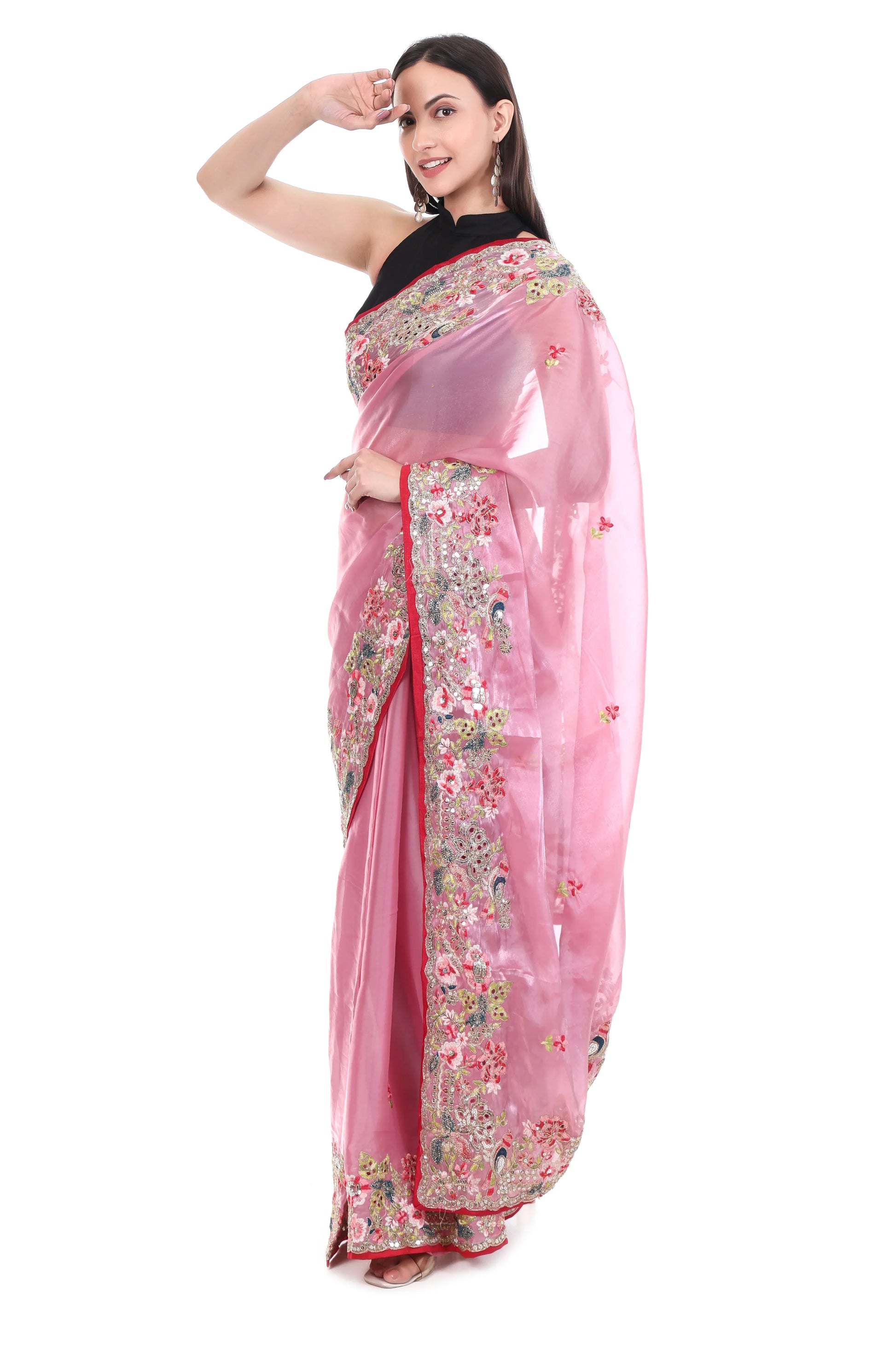 Banarashe Premium Zimmy Choo Soft Silk Designer Saree Pink - Baranashe - Banarashe Premium Zimmy Choo Soft Silk Designer Saree Pink