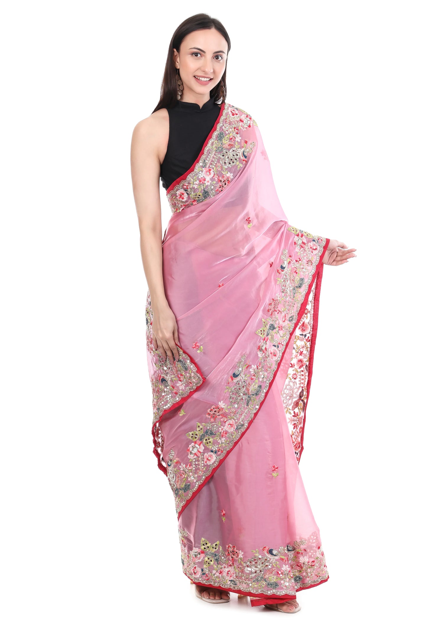 Banarashe Premium Zimmy Choo Soft Silk Designer Saree Pink - Baranashe - Banarashe Premium Zimmy Choo Soft Silk Designer Saree Pink