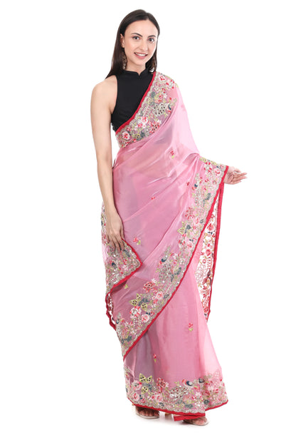 Banarashe Premium Zimmy Choo Soft Silk Designer Saree Pink - Baranashe - Banarashe Premium Zimmy Choo Soft Silk Designer Saree Pink