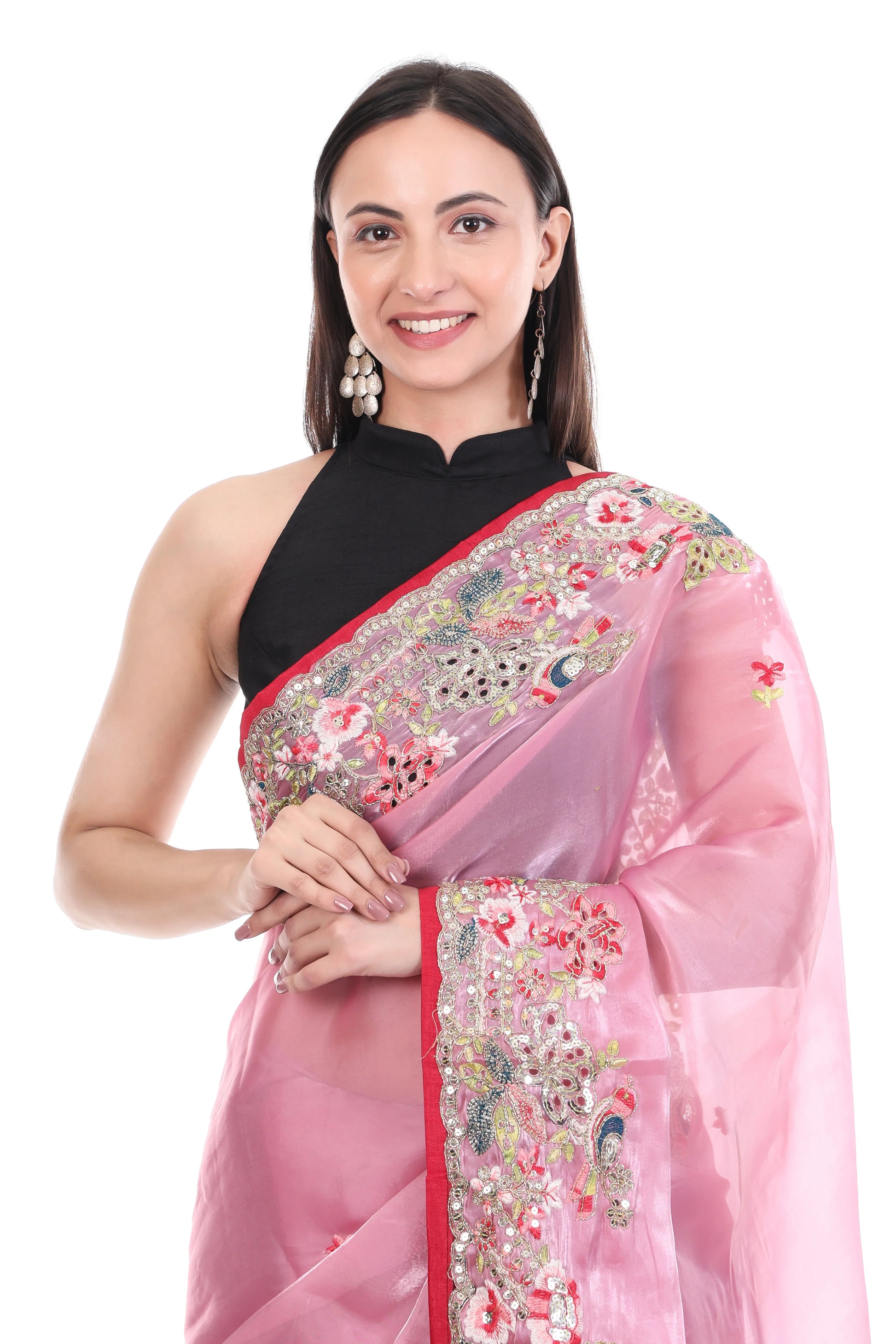 Banarashe Premium Zimmy Choo Soft Silk Designer Saree Pink - Baranashe - Banarashe Premium Zimmy Choo Soft Silk Designer Saree Pink