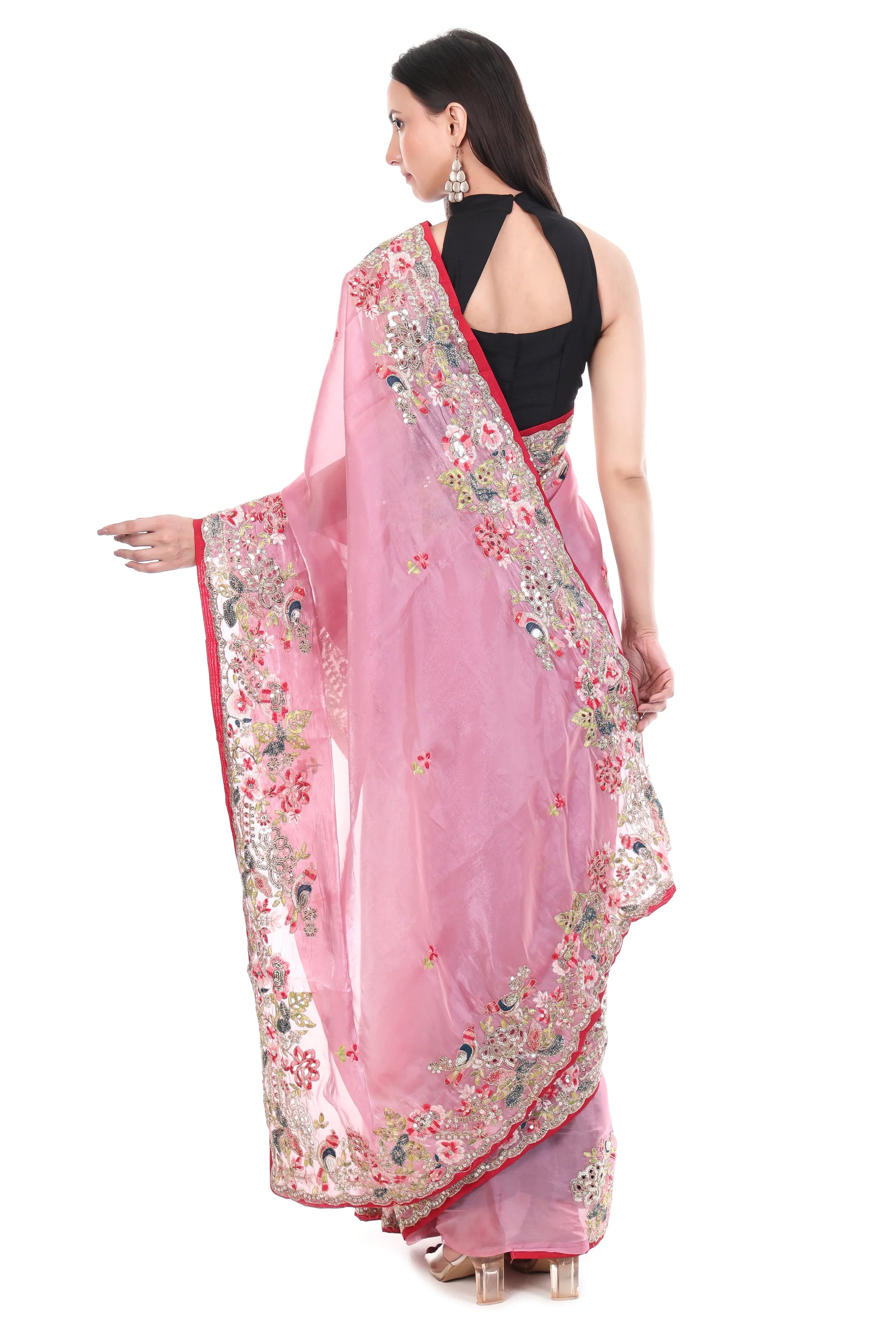 Banarashe Premium Zimmy Choo Soft Silk Designer Saree Pink - Baranashe - Banarashe Premium Zimmy Choo Soft Silk Designer Saree Pink