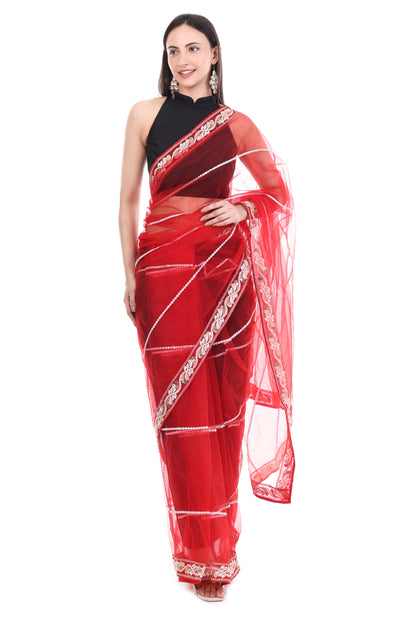 Premium Diamond Lace Net Saree