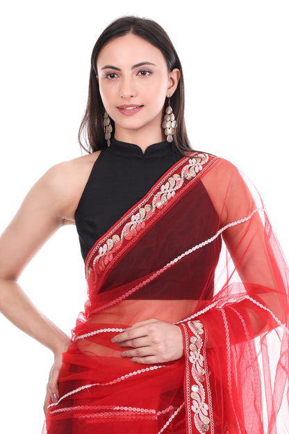 Premium Diamond Lace Net Saree