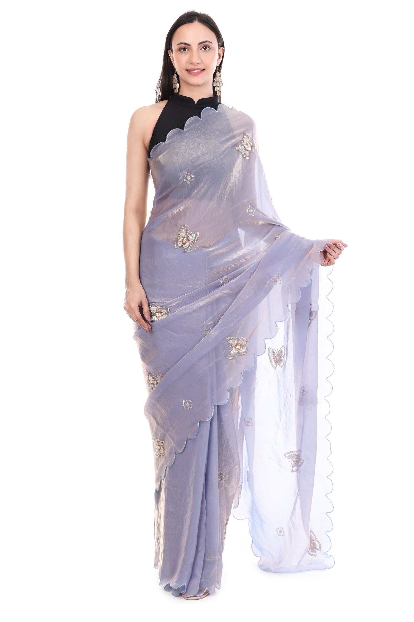 Satin Saree with Designer Butterfly Work