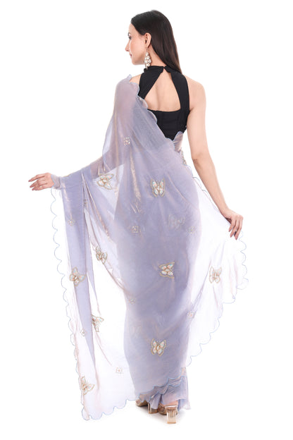 Satin Saree with Designer Butterfly Work
