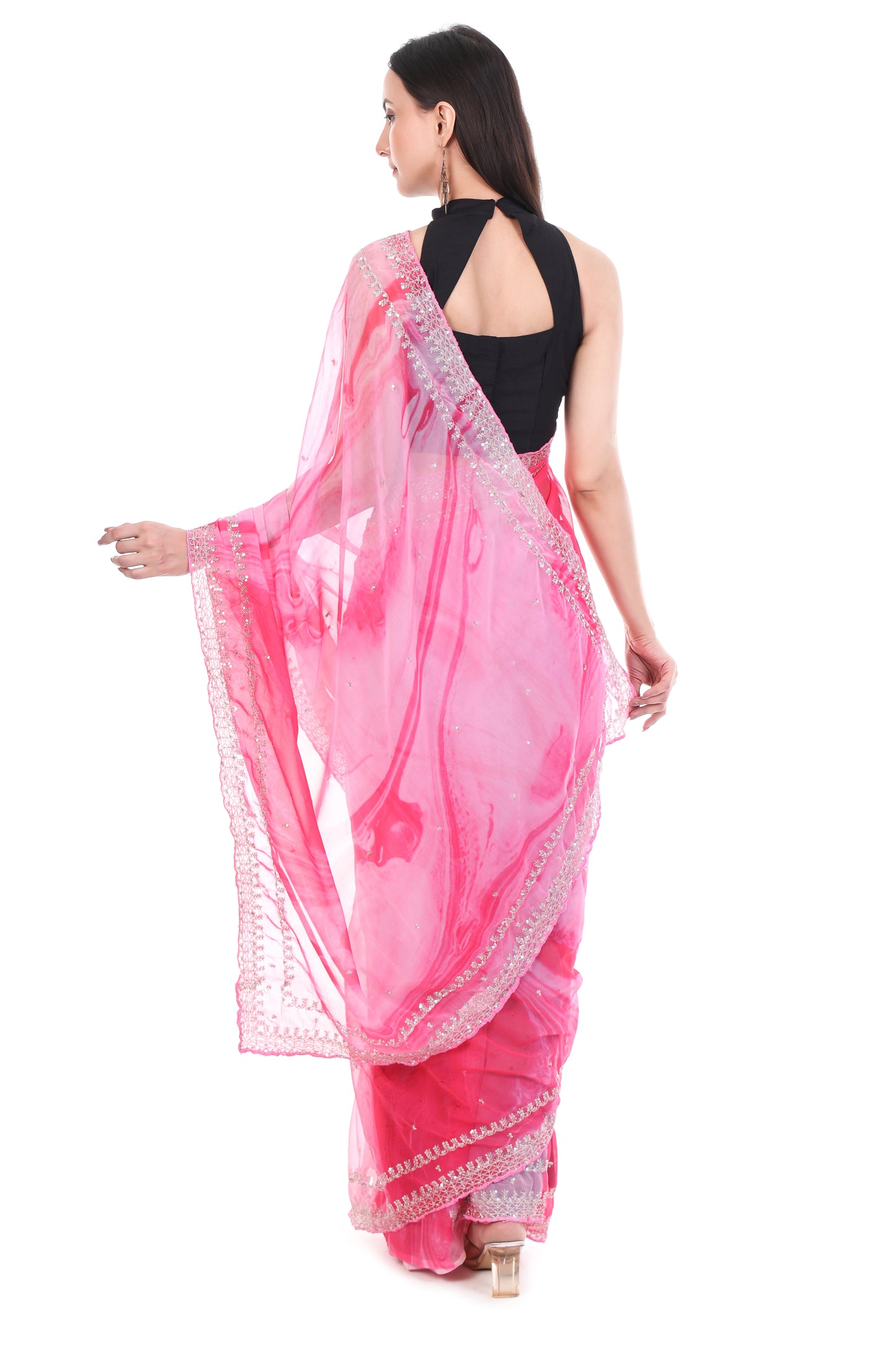 Prism Pink Silk Saree with Sequence Border