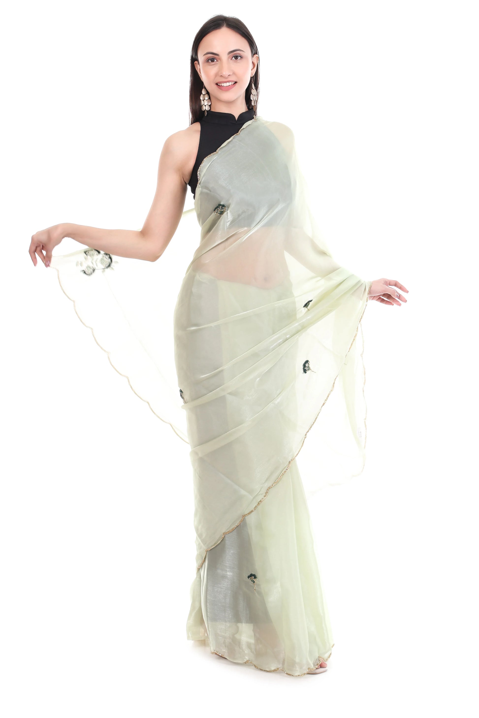 Banarashe Premium Zimmy Choo Soft Silk Designer Saree Pista Green - Baranashe - Banarashe Premium Zimmy Choo Soft Silk Designer Saree Pista Green