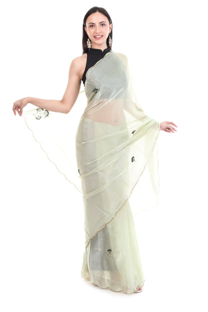 Banarashe Premium Zimmy Choo Soft Silk Designer Saree Pista Green - Baranashe - Banarashe Premium Zimmy Choo Soft Silk Designer Saree Pista Green