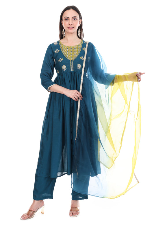 Premium Ethnic Embroidered Anarkali Set with Dupatta