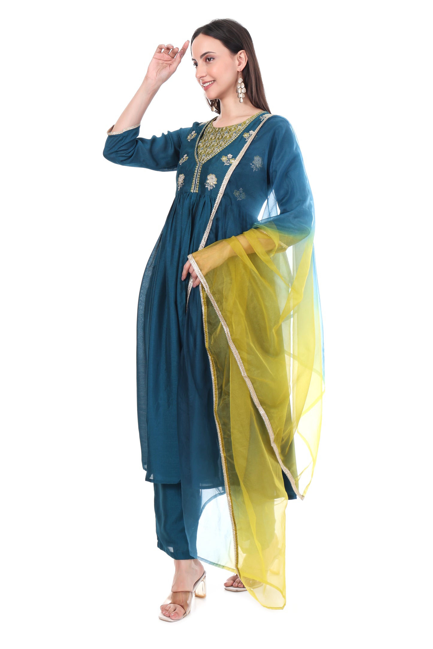 Premium Ethnic Embroidered Anarkali Set with Dupatta