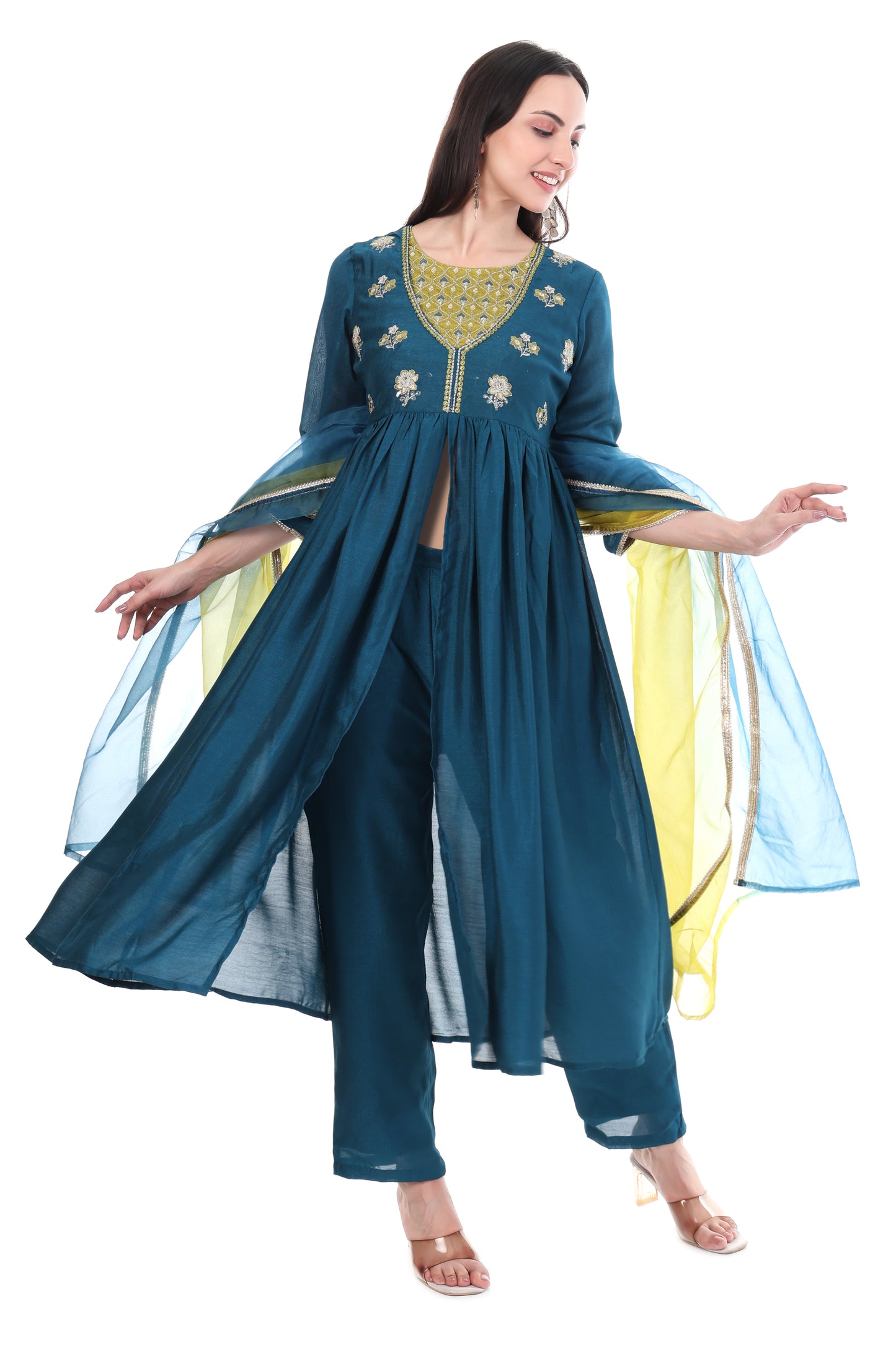 Premium Ethnic Embroidered Anarkali Set with Dupatta