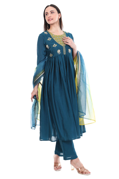 Premium Ethnic Embroidered Anarkali Set with Dupatta
