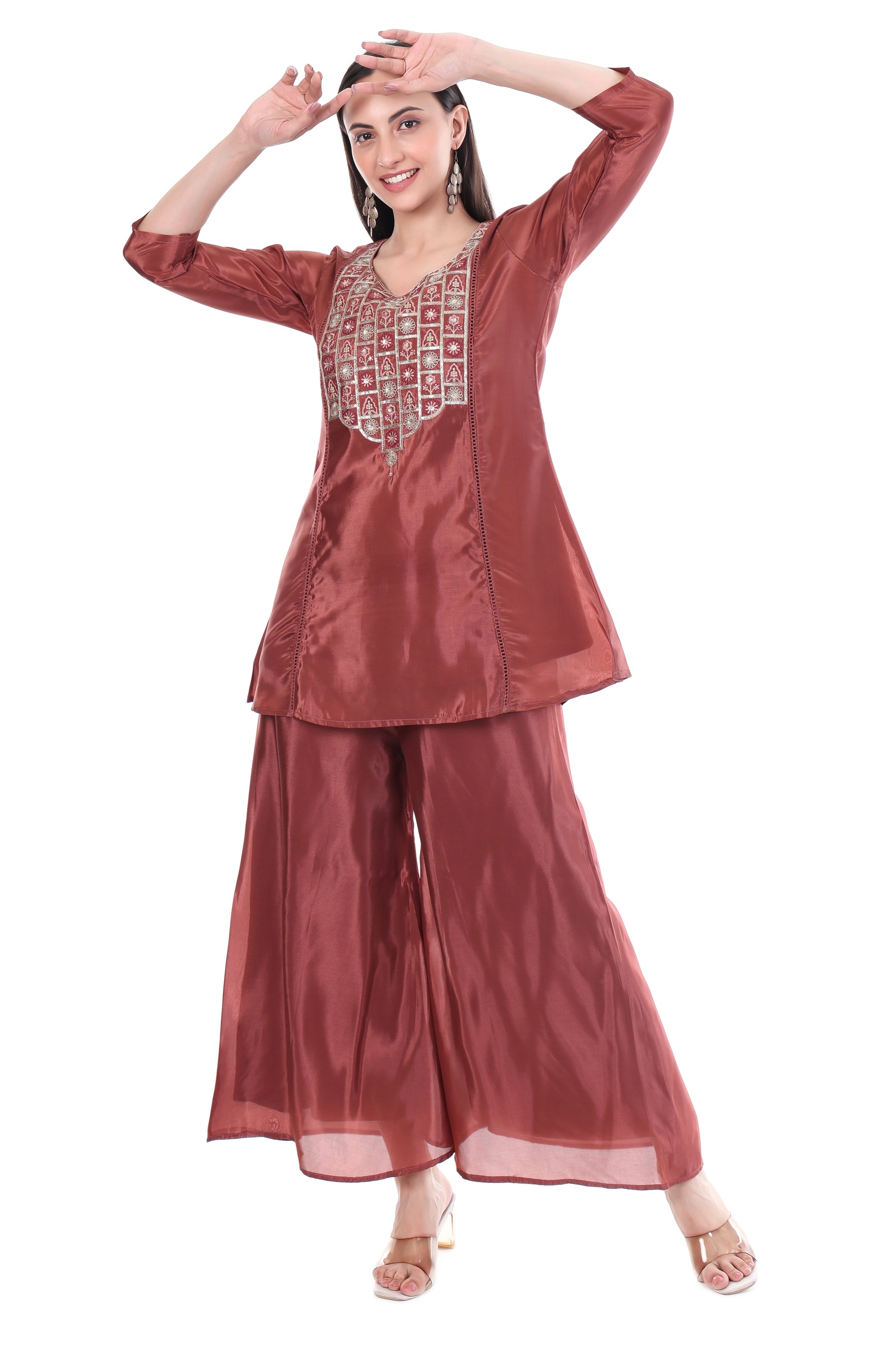 Maroon Designer Anarkali Kurta Set with Heavy Embroidery & Dupatta