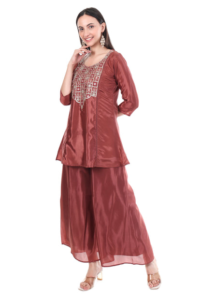 Maroon Designer Anarkali Kurta Set with Heavy Embroidery & Dupatta