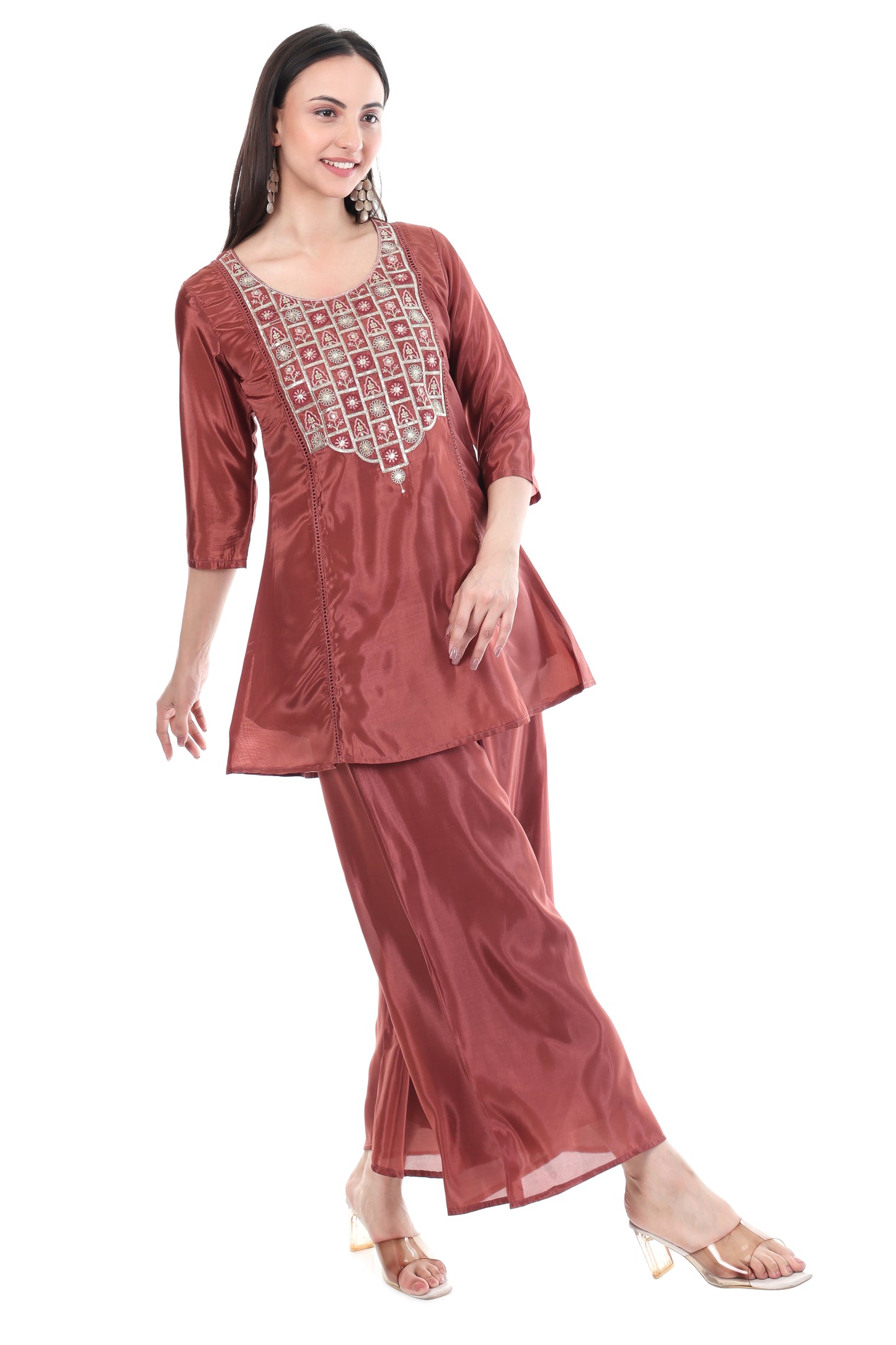 Maroon Designer Anarkali Kurta Set with Heavy Embroidery & Dupatta