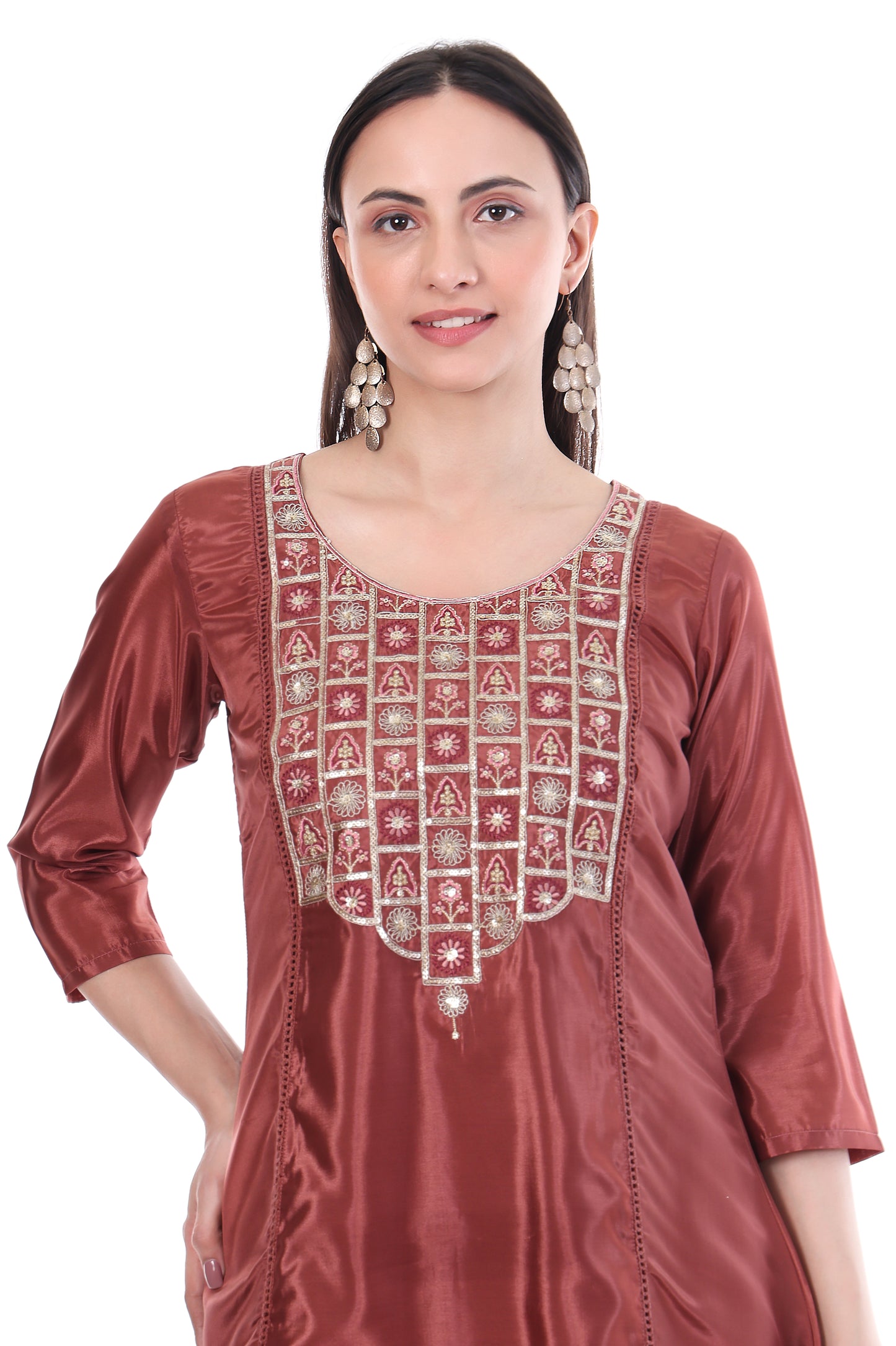 Maroon Designer Anarkali Kurta Set with Heavy Embroidery & Dupatta