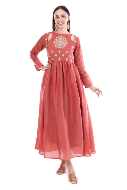 Red Premium Embroidered Anarkali Suit