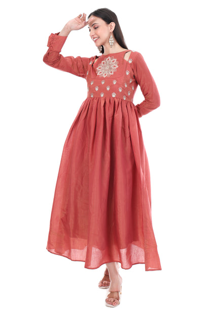 Red Premium Embroidered Anarkali Suit