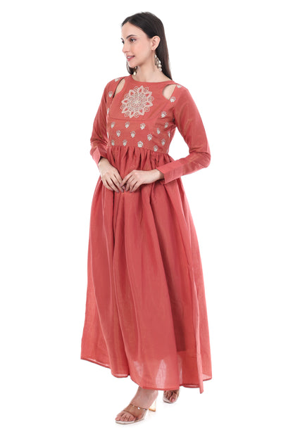 Red Premium Embroidered Anarkali Suit
