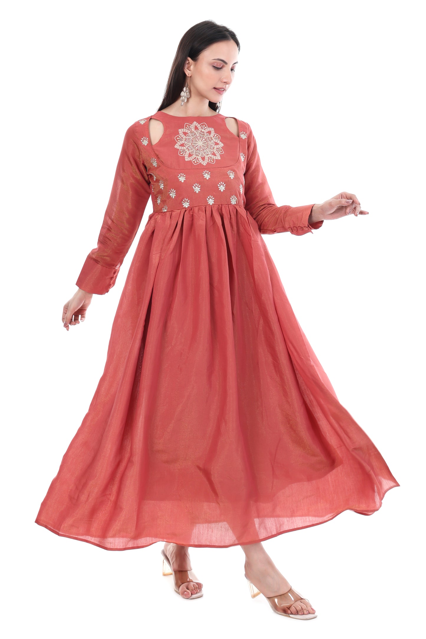 Red Premium Embroidered Anarkali Suit
