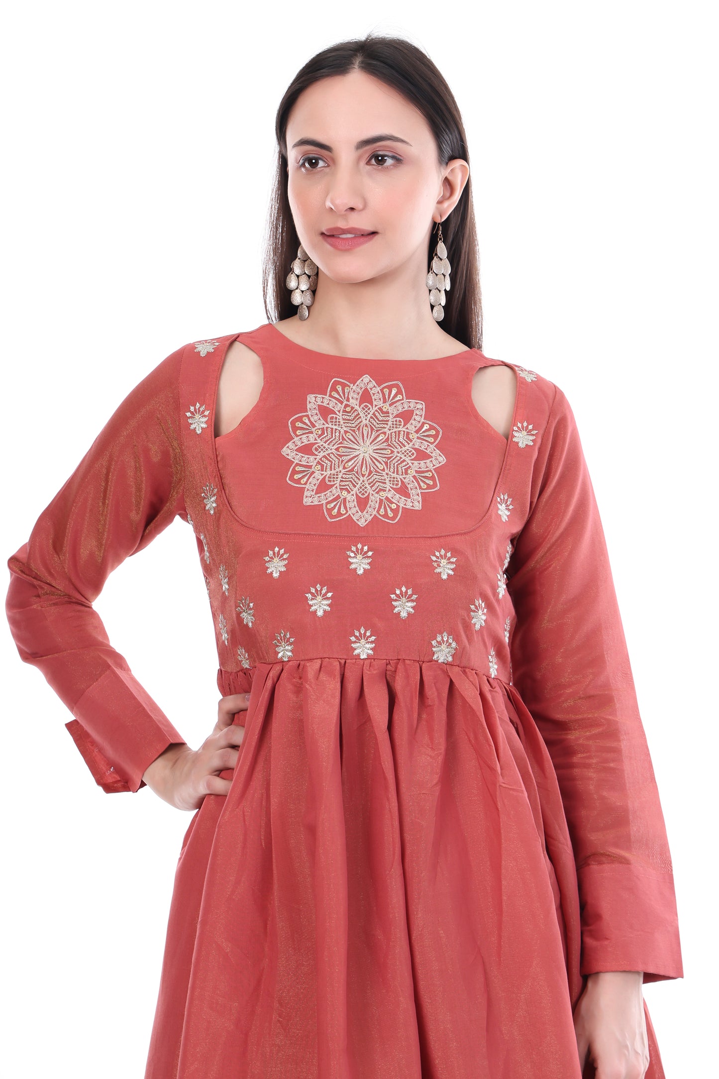Red Premium Embroidered Anarkali Suit