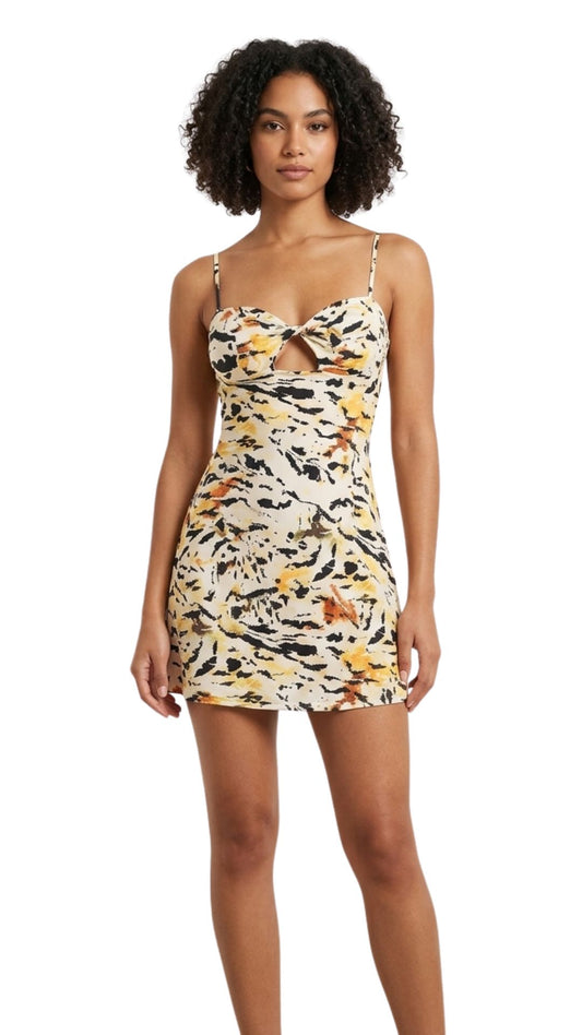 Women's Abstract Print Cut-Out Bodycon Mini Dress
