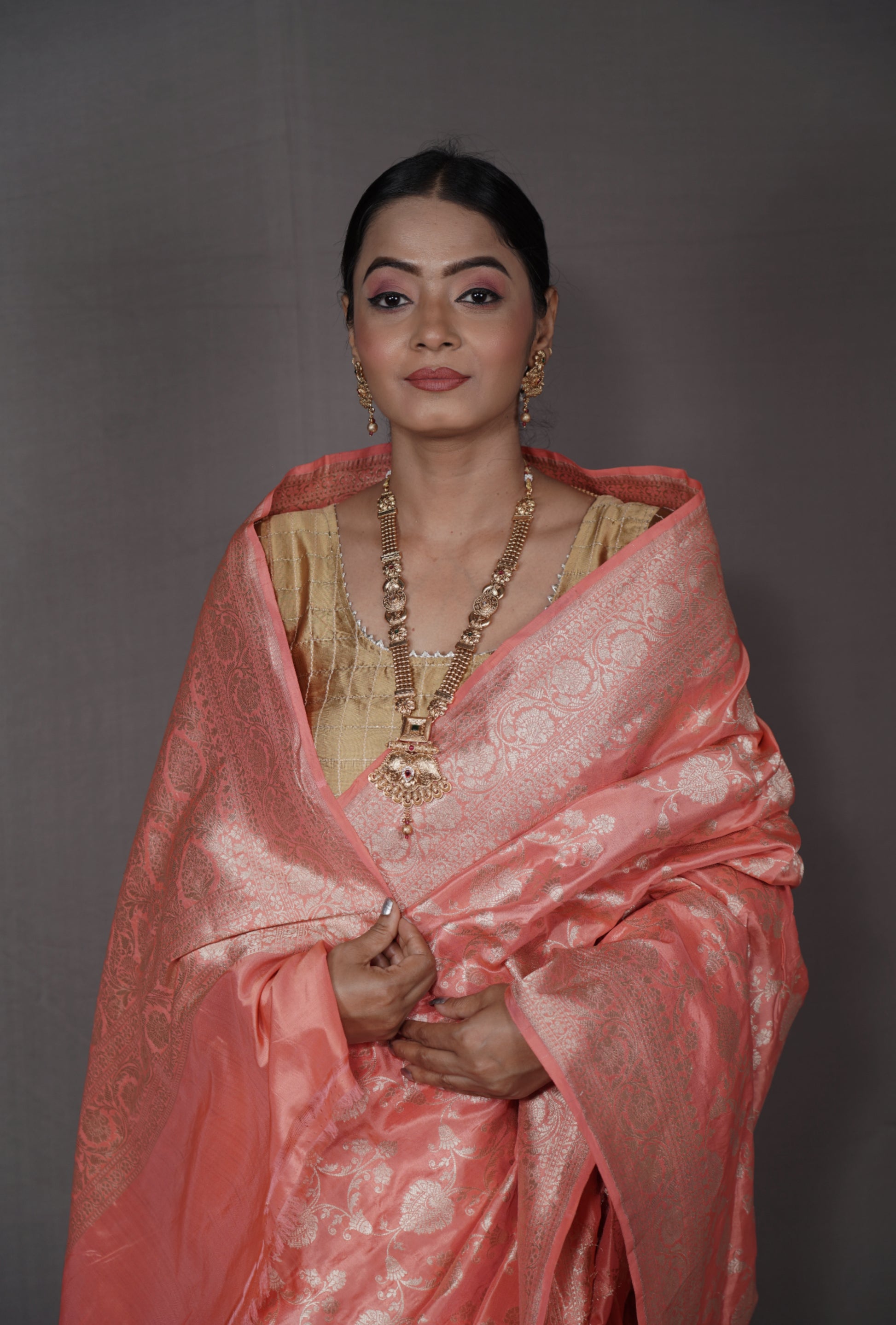 Pink Pure Katan Silk Banarasi Saree Pure Katan