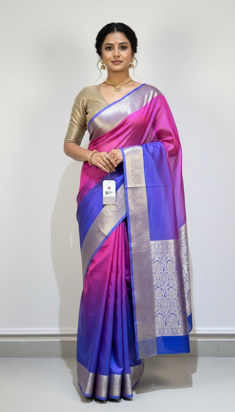 Royal Blue Banarasi Tissue Silk Saree