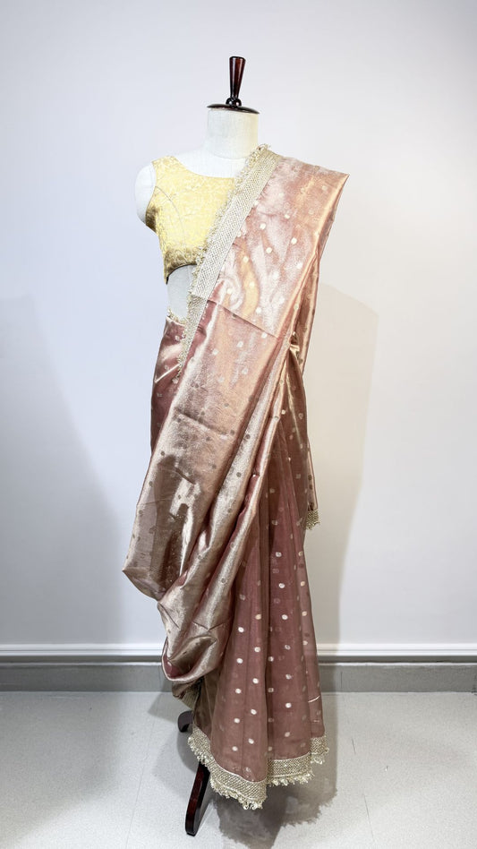 Tissue Chunri Saree with Lace Border