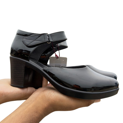 Black Patent Mary Jane Block Heels