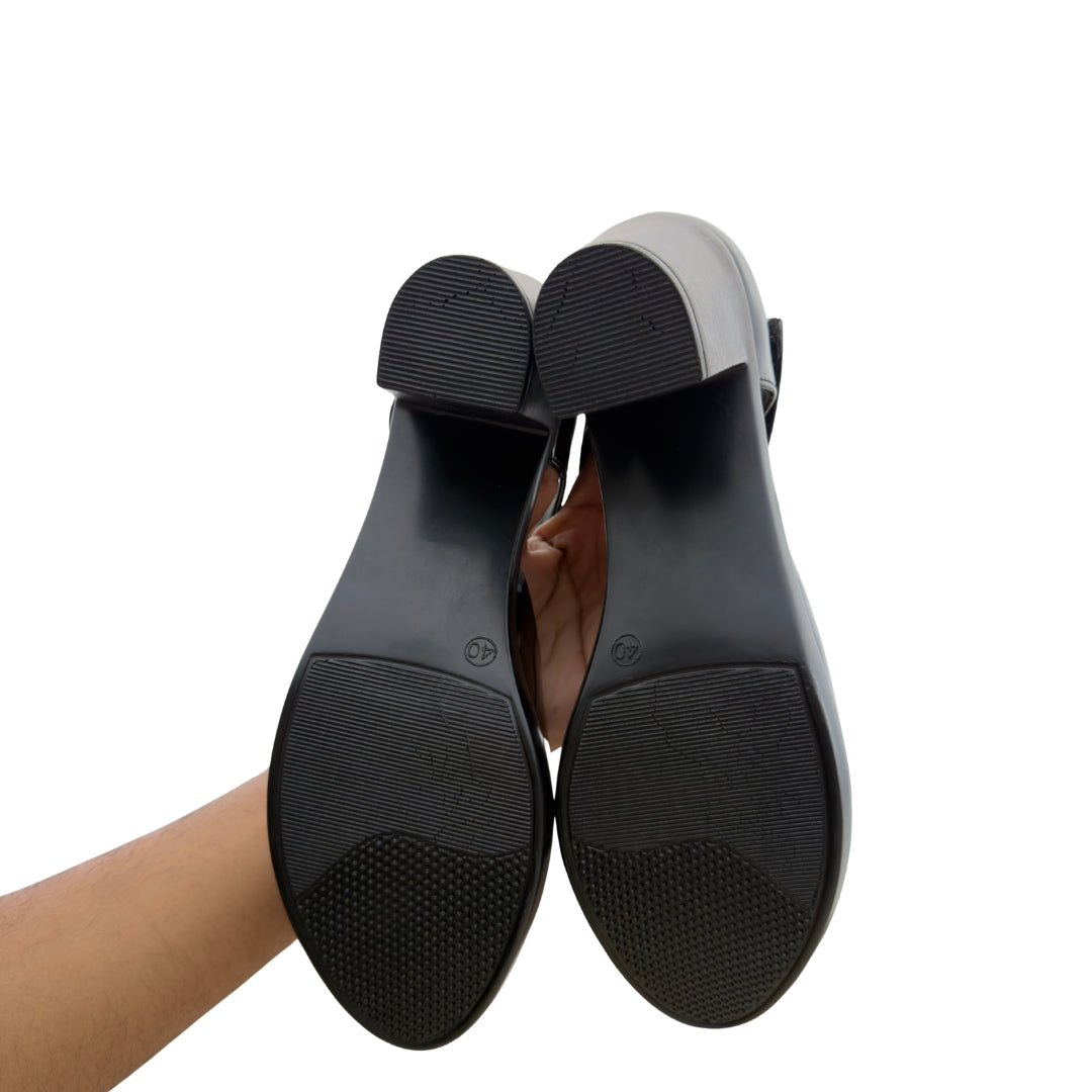Black Patent Mary Jane Block Heels