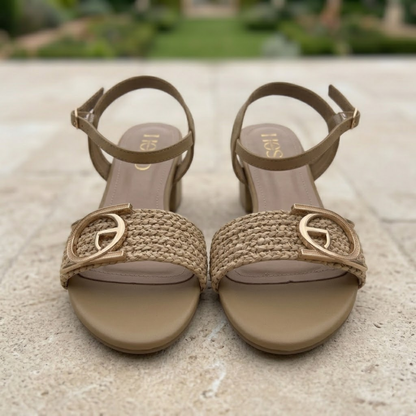 BanaraShe Women's Gold Accent Ankle Strap Heels