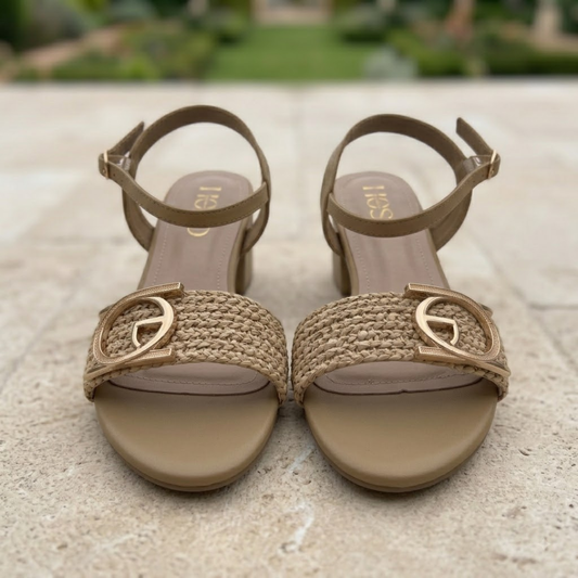 BanaraShe Women's Gold Accent Ankle Strap Heels