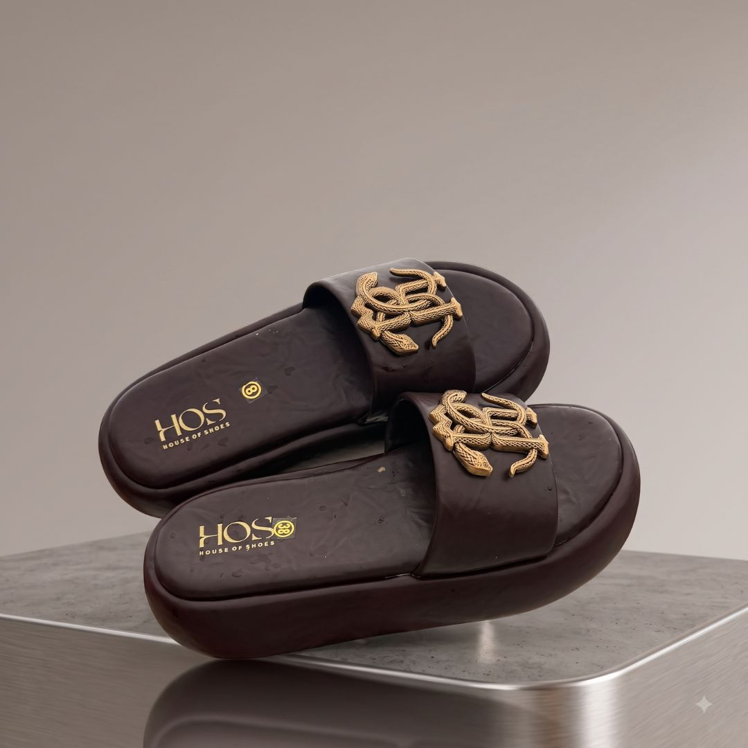 Brown Premium Embellished Comfort Slippers