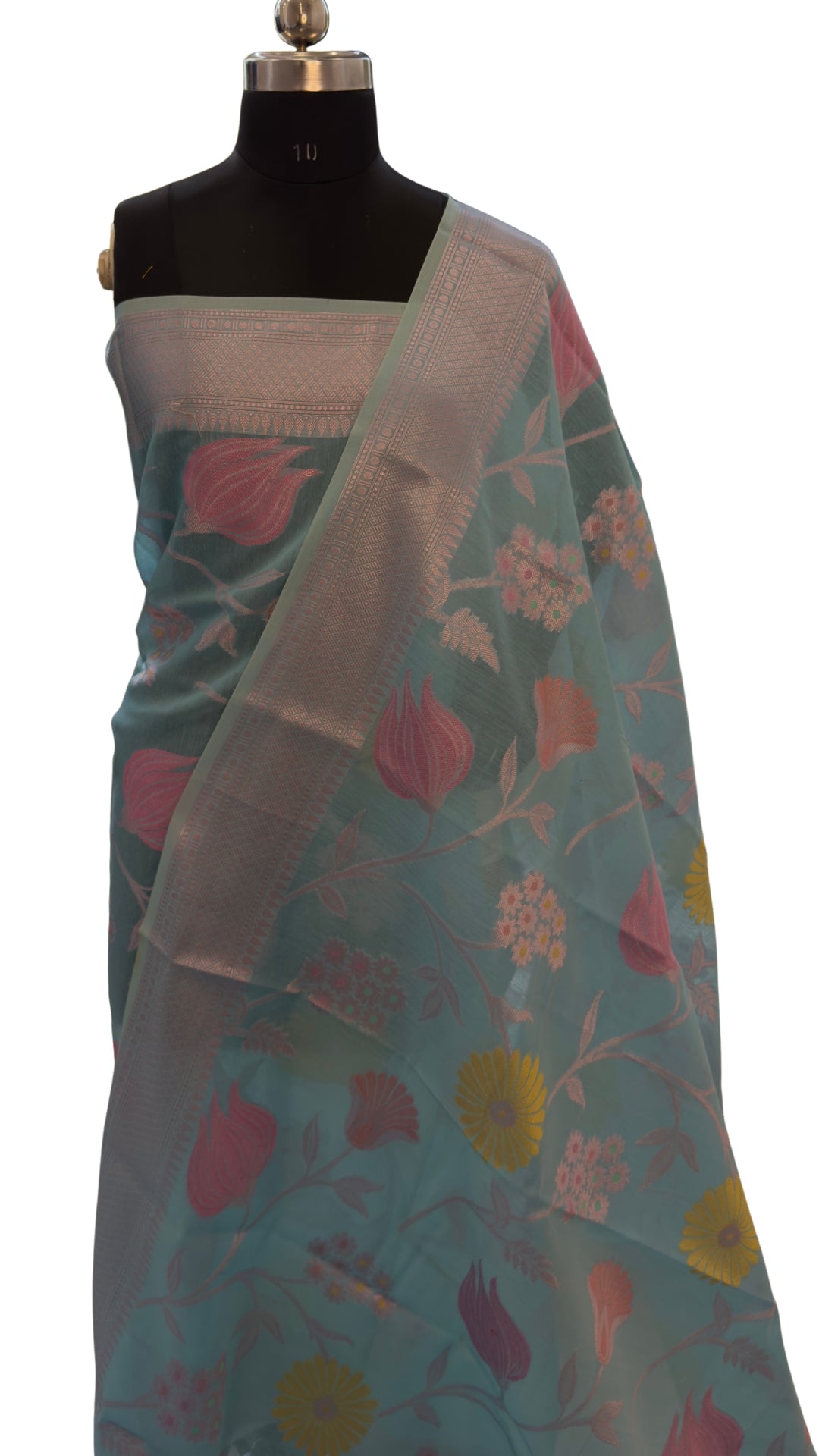 Blue Meenakari Banarasi Organza Saree