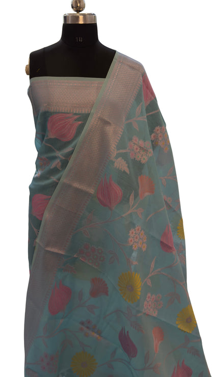 Blue Meenakari Banarasi Organza Saree