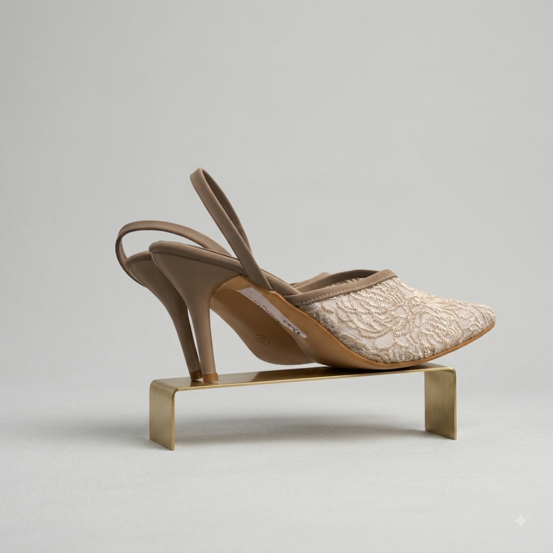 Elegant Mesh Pointed Toe Stiletto Heel Sandals
