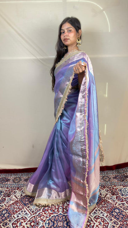 Purple Tissue Silk Saree – Royal Elegance