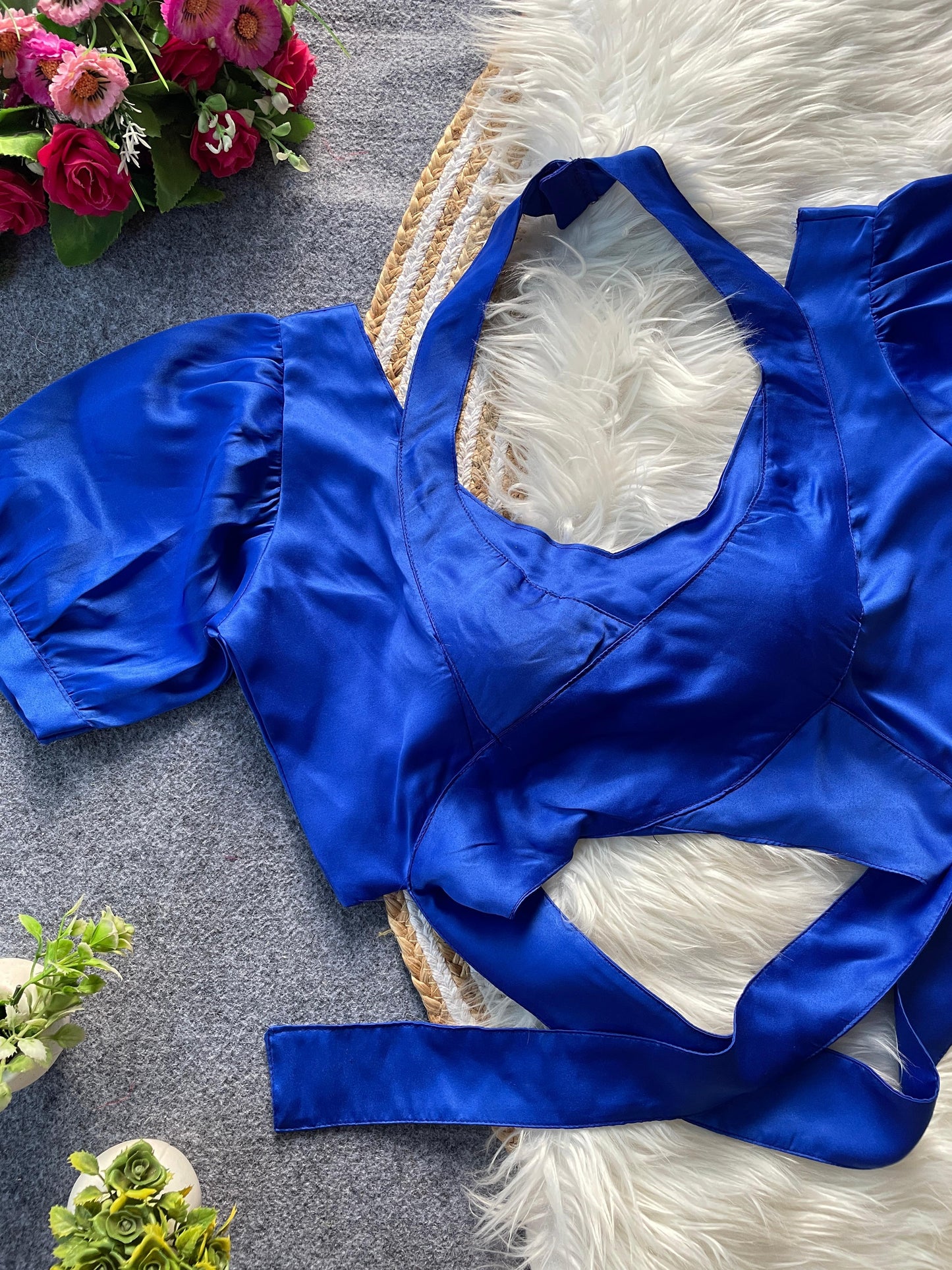 Malai Satin Tie-Up Party Wear Blouse